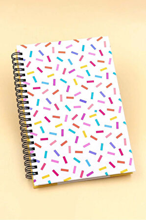 Konfeti Defter & Beyaz Touch Kalem & Modern Sarı Kupa & Renkli Yıldız Işık Hediye Seti