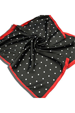 Siyah Kadın Cüzdan & Kırmızı Siyah Renk Puantiyeli Fular Hediye Seti