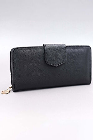 Siyah Kadın Cüzdan & Kırmızı Siyah Renk Puantiyeli Fular Hediye Seti