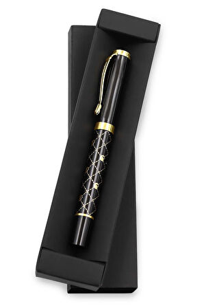 Gold Renk Karo Desen Siyah Roller Kalem