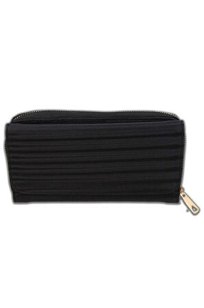 Siyah Kadın Cüzdan-Rebul Bouquet Kolonya-Gümüş Detaylı Kadın Kemeri-Puantiyeli Fular Hediye Seti