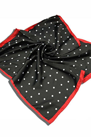 Gümüş Detaylı Kırmızı Tükenmez Kalem & Kırmızı Siyah Puantiyeli Fular & Kırmızı Fincan Hediye Seti