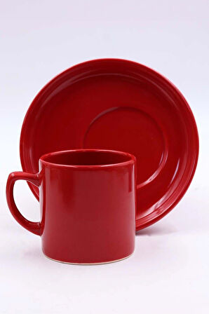 Gümüş Detaylı Kırmızı Tükenmez Kalem & Kırmızı Siyah Puantiyeli Fular & Kırmızı Fincan Hediye Seti