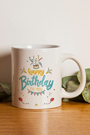 Baskılı Kupa & Happy Birthday Taç & Godiva Napoliten Çikolata & Ahşap Piramit Tütsülük Hediye Seti