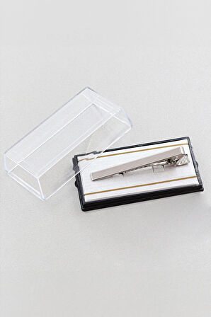 Kravat İğnesi & Siyah Suni Deri Kartlık & Siyah Kravat Hediye Seti