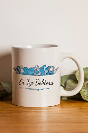 Doktorlara Özel Tasarım Kupa & Siyah Defter & Gri Metalik Roller Kalem Hediye Seti