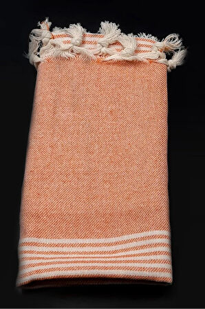 500 ML Beyaz Dereceli Termos & Peştemal & Turuncu Çiçekli Kupa Hediye Seti