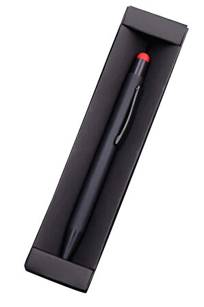 Kırmızı Detaylı Touch Pen & Siyah Kupa & Puantiyeli Fular & Çilek Kokulu Bardak Mum Hediye Seti