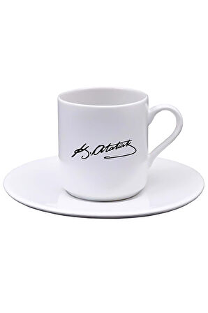 Atatürk İmzalı Fincan & Atatürk Resimli Defter & Atatürk İmzalı Siyah Metal Kutulu Mum Hediye Seti