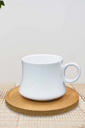 Beyaz İnstagram Çerçeve & Gofrik & Türk Kahvesi & Bambu Tabaklı Beyaz Fincan Hediye Seti