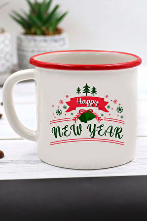 French Press & Kupa & Alerya Kahve & Yılbaşı Temalı Metal Kutulu Mum & 2'li Baston Şeker Hediye Seti