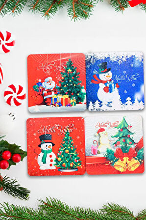 Kupa & Eldiven Temalı Yılbaşı Kar Küre & Yılbaşı Bardak Altlığı & 2'li Baston Şeker Hediye Seti