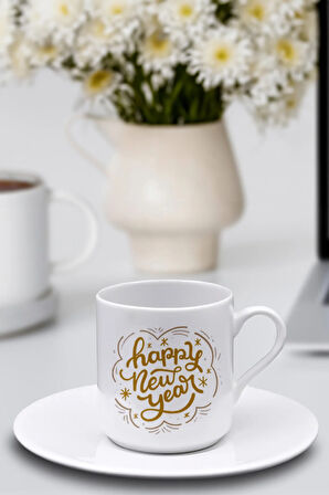 Yılbaşına Özel Yılbaşı Harf Baskılı Fincan & Işıklı Kardan Adam & 2'li Baston Şeker Hediye Seti