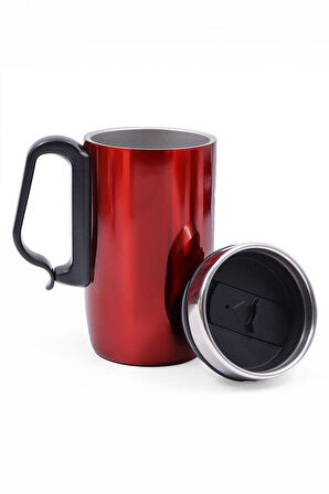 Mermer Defter-Kırmızı Tükenmez Kalem-280ml Kırmızı Termos-Puantiyeli Fular-Mini Kolonya Hediye Seti