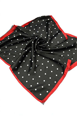 Siyah Dereceli Termos & Kırmızı Kupa & Kırmızı Siyah Renk Puantiyeli Fular & Cep Aynası Hediye Seti