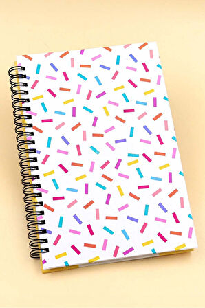 Konfeti Defter & Dikişli Mini Not Defteri & Haftalık Planner & Makaron Fosforlu Kalem Hediye Seti