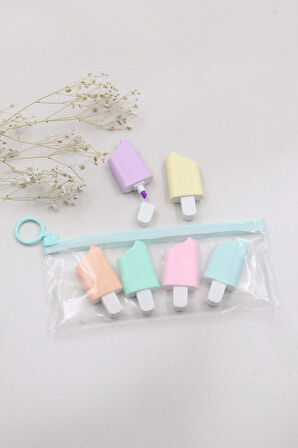 Yeşil Çiçekli Defter & Dikişli Mini Not Defteri & Dondurma Fosforlu Kalem Hediye Seti