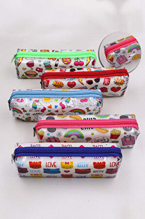 Yeşil Çiçekli Defter & 6'lı Dondurma Fosforlu Kalem & Desenli Şeffaf Kalemlik & Bloknot Hediye Seti