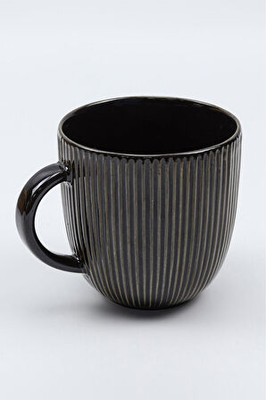 Siyah Yumuşak Not Defteri & Siyah Çizgili Porselen Kupa & Teashop 2'li Bitki Çayı Hediye Seti