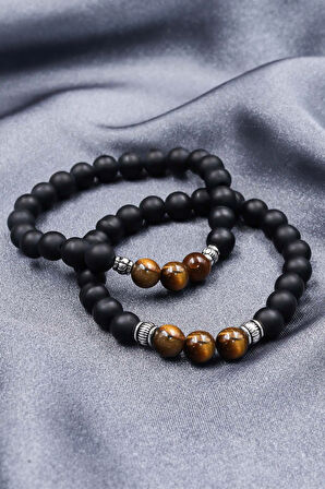 Mini Not Defteri & Kaplan Gözü Bileklik & Turuncu Çizgili Porselen Kupa Hediye Seti