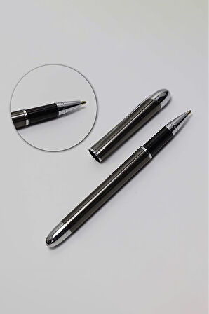 Kol Düğmesi & Kaplangözü Bileklik & Gümüş Detaylı Roller Kalem Hediye Seti