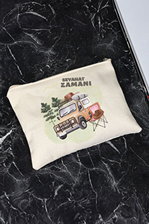 Bez El Çantası-Mini Not Defteri-Bambu Cam Matara-Rose Tükenmez Kalem-Mini Kolonya Hediye Seti