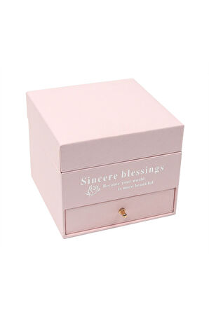 Pembe Çekmeceli Gül Kutusu Hediyelik