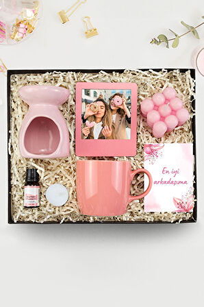 Ahşap Çerçeve & Buhurdanlık Seti & Mum & Kupa Hediye Seti