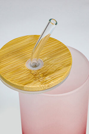 Pipetli Buzlu Cam Bardak & Mat Roller Kalem & Kırmızı Defter Hediye Seti