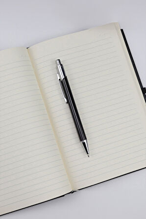 Siyah Tükenmez Kalem & Defter & Kılıflı Su Matarası & Siyah Kupa & Çerçeve Hediye Seti