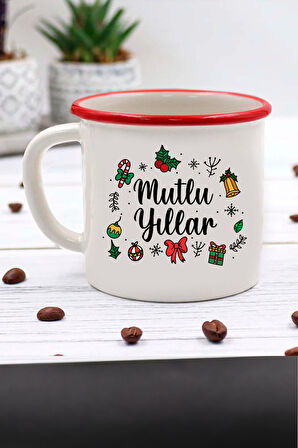 Şal & Su Matarası & Kahve & Mutlu Yıllar Vintage Kupa & Bardak Mum & Kristal Mini Abajur Hediye Seti