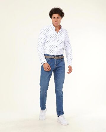 ERKEK BORU PAÇA TAŞLANMIŞ JEAN MAVİ KOT PANTOLON