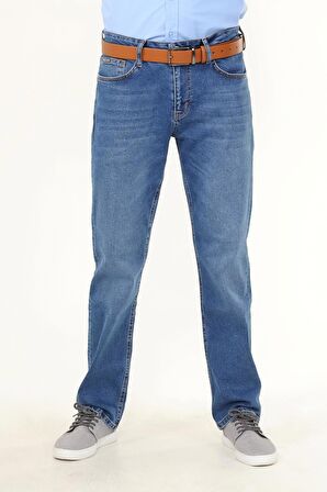 ERKEK BORU PAÇA TAŞLANMIŞ JEAN MAVİ KOT PANTOLON