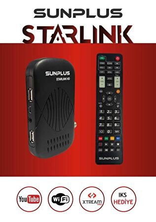 Sunplus Starlink Turbo HD 2024 Çanaklı-Çanaksız Wi-fi Dahil Full Hd Sınırsız Sinema Paketli Uydu Alıcısı