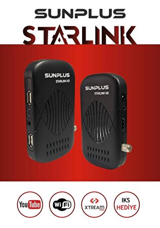 Sunplus Starlink Turbo HD 2024 Çanaklı-Çanaksız Wi-fi Dahil Full Hd Sınırsız Sinema Paketli Uydu Alıcısı