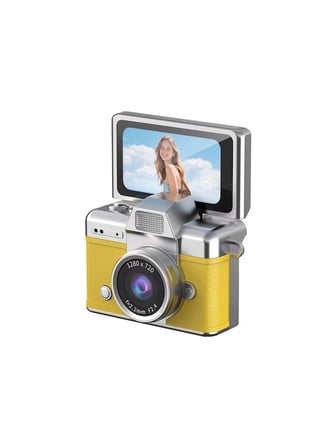 Mini Kamera Dönen Ekran Flaşlı Selfie Video Vlog Kamerası Anahtarlık 1080P+48MP