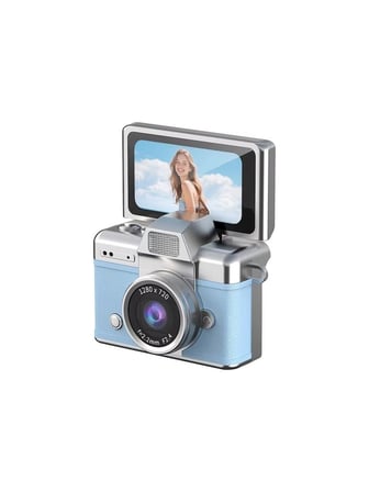 Mini Kamera Dönen Ekran Flaşlı Selfie Video Vlog Kamerası Anahtarlık 1080P+48MP