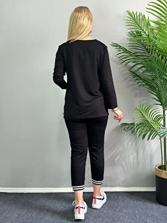 Yonca Moda Evi Kadın Yeni Sezon Uzun Kollu Ribana Detay Ikili Takım