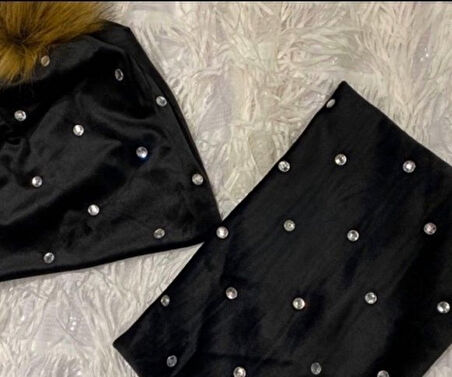 Yonca Moda Evi Kadın Taş Detay Boyunluk Ve Bere Takım