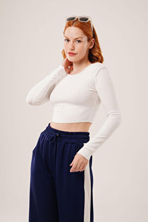 Yonca Moda Evi Ters Dikişli Basic Beyaz Body Bluz
