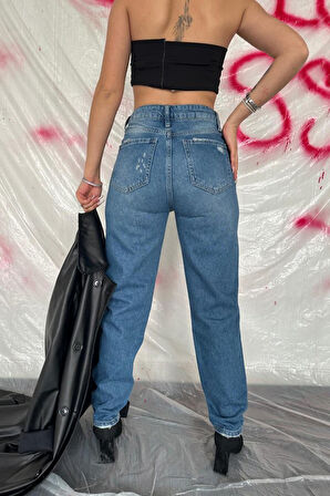 Yonca Moda Evi Mavi Lazer Kesim Jeans Pantolon