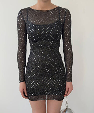 Yonca Moda Evi Boxe Simli Elbise