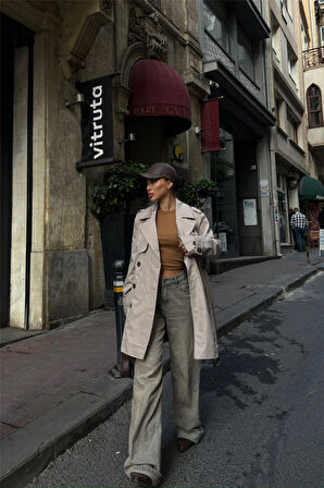 Yonca Moda Evi TRENCH KISA ŞANEL BOY - Taş