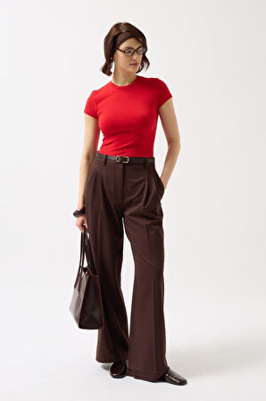 Yonca Moda Evi Likralı Basic T-Shirt