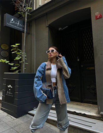Yonca Moda Evi CHANEL GARNİLİ KOT MONT - Bej