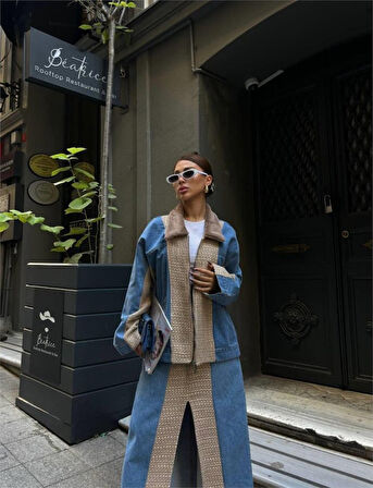 Yonca Moda Evi CHANEL GARNİLİ KOT MONT - Bej