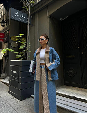 Yonca Moda Evi CHANEL GARNİLİ KOT MONT - Bej