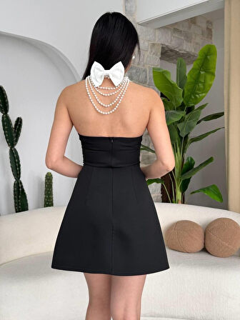 Yonca Moda Evi Nagi İnci Detaylı Elbise