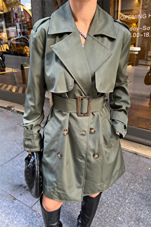 Yonca Moda Evi TRENCH KISA ŞANEL BOY - Haki