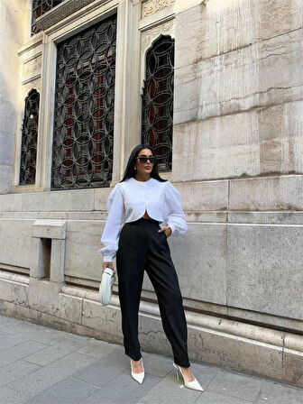 Yonca Moda Evi PAÇASI CIRTLI PANTOLON - Siyah